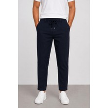 Yazı Keten Erkek Beli Bağlamalı Casual Jogger Pantolon 7734