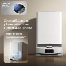 Xiaomi 7000PA Çift Döner Paspas Lds Lazer Navigasyon Hepsi Bir Arada Istasyonlu Akıllı Robot Süpürge