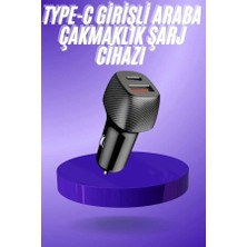 Dinç Store 44 38W USB Type-C Girişli Oto Çakmaklık Araç Içi Hızlı Şarj Çakmaklık Şarj Aleti