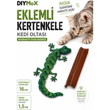 Dıymax Kedi Oltası Eklemli Kertenkele Figürlü Interaktif Kedi Oyun Değneği