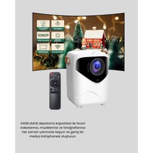 Dinç Store 44 Taşınabilir Akıllı 1080P Projektör – 64GB Hafıza, 2gb Ram, Full Hd Görüntü, Kumandalı