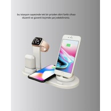 Dinç Store 44 Apple Uyumlu Kablosuz Şarj Istasyonu 4 Cihaz Destekli ve Hızlı Şarjlı