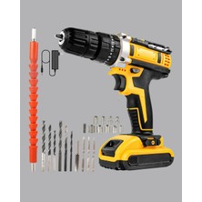 Dinç Store 44 24 Parça Çift Bataryalı Akülü Darbeli Matkap – Güçlü Motor, Metal Dişli, LED Işıklı