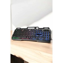 Dinç Store 44 LED Işıklı Oyuncu Klavye USB Girişli Rgb Işıklı Q Klavye Mouse Hediyeli
