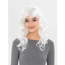 Dinç Store 44 Beyaz Renk Kahküllü Dalgalı Uzun Parti Peruğu