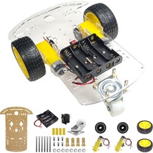 Devre Dünyası 2WD Çok Amaçlı Mobil Robot Araba Platformu Kendin Yap Kiti Redüktörlü Motor ve Şase Seti Demonte(Montesiz)