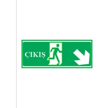 HiperAD Reklam Acil Çıkış Sağ Aşağı Ok Dekota Baskı – 3 mm Forex Uyarısı 13 cm × 30CM