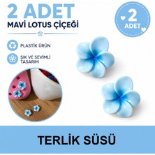 Terlik Süsü Mavi Lotus Çiçeği 3D Plastik 2 Adet
