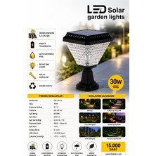 Gold Royal Solar Bahçe Aydınlatma LED 30W Armatür Beyaz Işık