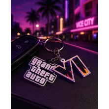 GoKa 3D Craft Grand Theft Auto 6 (Gta Vı) 2'li Anahtarlık Seti - Özel Tasarım Oyuncu Aksesuarı
