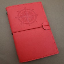 Dinç Store 44 Pusula Tasarımlı Kırmızı Deri Defter