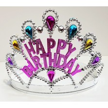 Dinç Store 44 Gümüş Renk Happy Birthday Yazılı Doğum Günü Tacı