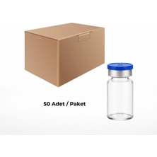 Labbakkal Cam Şeffaf Şişe 10 ml - Dibi Düz  ND20 Crimp Kapaklı Tıpalı Vial 50 Adet