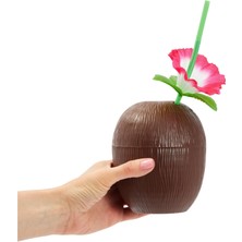 Dinç Store 44 Hindistan Cevizi Hawaii Luau Aloha Pipetli Içecek Kabı Bardak 10X13 cm 1 Adet