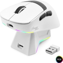 Dinç Store 44 Kablosuz Rgb Mouse Şarj Standlı - Beyaz MF1216W