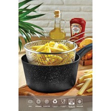 Polochef Melda Granit Kızartma Tavası 20CM Patates Cips Fritöz Telli Kızartma Tenceresi Sütlük