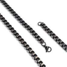 Beycen Aksesuar Kare Arnavut Çelik Kolye 6mm - Siyah 3902CEK033