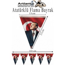 Artlantis Atatürklü Kağıt Flama 1 Adet Set 1 Ata Flama Süsleme 29 Ekim 23 Nisan Üçgen Kağıt Flama Milli Bayram Süsü Sınıf Okul