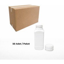 Labbakkal Plastik Kare Şişe 500 ml - Beyaz Kilitli Kapaklı Numune Şişe 50 Adet