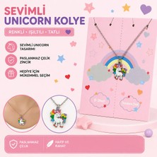 LUXMON Unicorn Renkli Sevimli Çocuk Kolyesi