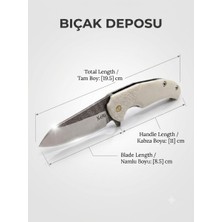 Bıçak Deposu Çobanoğlu Beyaz Kabza N690 Çelik Katlanır Kamp ve Doğa Çakısı 19.5 cm