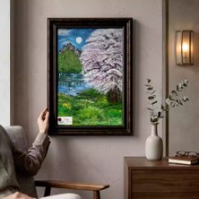 Tokyo Sanat Bahar Esintisi ve Dolunay Temalı Tablo | Çerçeve Dahil