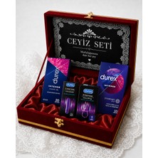 Durex Premium Ultra Set Intense Jel+Devil Ring Halka +Vibe Bullet +Intense Prezervatif 10 Lu +Red Velvet Box Hediye Seti