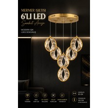 Elvora Home Modern (Premium) 6'lı Gold 3 Renkli Şık Ledli 64W Sarkıt Avize Salon Mutfak Oturma Odası Avizesi Modelleri