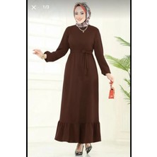 Butik Yeşim Eteği Fırfırlı Tesettür Elbise