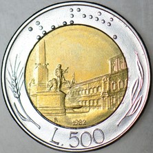 Banknoting Italya 500 Liret 1982 Bimetal Çil(-)
