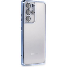 Akıllı Bayi Samsung Galaxy S21 Ultra Kılıf Razer Lensli Silikon - Açık Mavi