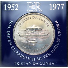 Banknoting Tristan Da Cunha 25 Pence 1977 Kraliçe Iı. Elizabeth Tahtaçıkışının 25. Yılı 38,6 mm 28,4 Gr. Orijinal Kapamasında Çil.