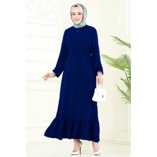 Butik Yeşim Eteği Fırfırlı Tesettür Elbise
