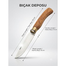 Bıçak Deposu Atabey Ceviz Ağacı Saplı Katlanabilir Çakı Kamp ve Doğa Bıçağı (23 Cm)