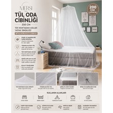 Mersi Shop Tül Oda Cibinliği 200 cm | Tek Noktadan Asılan Yatak Sinekliği Beyaz Koruyucu Cibinlik