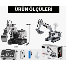 Andent Toys Oyuncak Uzaktan Kumandalı Şarjlı Buharlı Ekskavatör 3 Başlıklı LED Işıklı Sesli 360° Dönen Paletli Iş Makinesi