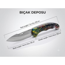 Bıçak Deposu Karakoyun Renkli Kabza Katlanabilir Çakı Kamp ve Doğa Bıçağı Özel Tasarım (22 Cm)