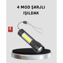 Tios Shop Krm Ultra Dayanıklı 4 Mod Şarjlı Işıldak | Suya ve Darbeye Dayanıklı | 100.000 Saat LED Ömr
