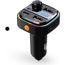 Skygo 3.1A Fm Transmitter Müzik Oynatıcı Kablosuz Bağlantı + Araç Şarjı Rgb Type-C AFT13