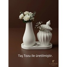 Canseb Elegance 13CM Çiçek Vazosu & 8cm Tombul Vazo Saksılık & 17CM Bölmeli Oluklu Tepsi
