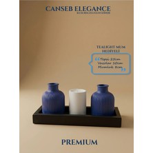 Canseb Elegance Premium - Kendinden Kokulu - Dörtlü Dekoratif Vazo ve Mumluk Set - El Işçiliği Boyama