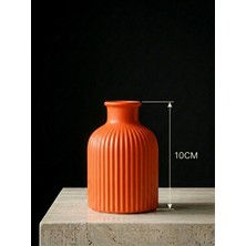 Canseb Elegance Premium - Turuncu - 10CM Boyunda - Kendinden Kokulu - Çizgili Pampas Vazosu - El Boyaması Işçilik