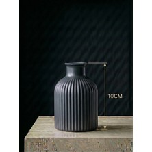 Canseb Elegance Premium - Antrasit - 10CM Boyunda - Kendinden Kokulu - Çizgili Pampas Vazosu - El Boyaması Işçilik