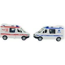 Colezium Polis Ambulans Arabası Işıklı Sesli Sürtmeli Plastik 2li Set 15CM - 1 Adet