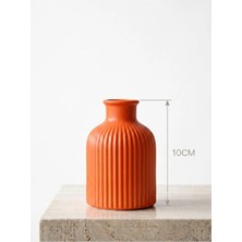 Canseb Elegance Turuncu - Çizgili Pampas Vazosu - 10CM Boyunda - El Boyaması Işçilik