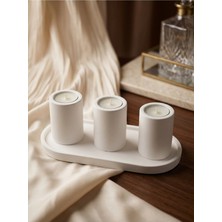 Canseb Elegance 4lü 25CM Beton Oval Tabaklı ve Tealight Mumluk Hediyelik Dekoratif Set (Tealight Mum Dahil Değildir)
