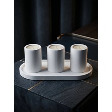 Canseb Elegance 4lü 25CM Beton Oval Tabaklı ve Tealight Mumluk Hediyelik Dekoratif Set (Tealight Mum Dahil Değildir)