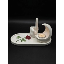 Canseb Elegance Gül Desenli, Tevhid Eli Biblo ve Hilal Mumluk Seti (Tealight Mum Hediyeli) - Islami Ev Hediyesi Dekoratif