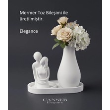 Canseb Elegance 10CM Sevgili Biblo & 13CM Çiçek Vazosu - 17CM Tepsi - Üçlü Set
