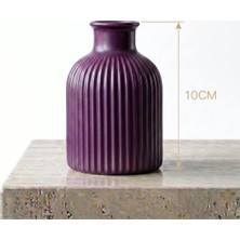 Canseb Elegance Mürdüm - Çizgili Pampas Vazosu - 10CM Boyunda - El Boyaması Işçilik